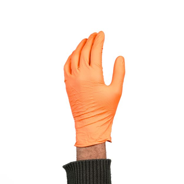 Gants nitrile orange non poudrés - t8 / m